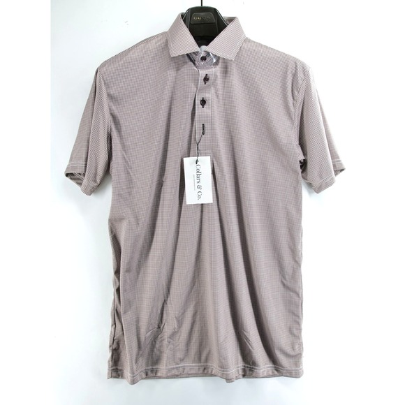 Collars and Co Dress Collar Polo Size Medium Brown Houndstooth